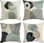 Boho Pillow Covers 45x45cm Set of 4, Mid Century Art Decorative Outdoor Throw Pillow Covers Abstract Geometric Minimalist Modern Cushion Case Linen Square for Home Couch Sofa