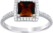 [JewelryWeb] 925 Sterling Silver Womens Brown Princess Cut CZ Simulated Diamond Fashion Ring 7.6x1.7mm Wide Band Style-Ring for Women