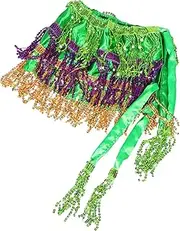 WRITWAA Mardi Gras Costume Decorative Sequin Top Belly Dancing Fringe Tube Top Trendy Metallic Sequin Crop Top Sequin Sparkly Tube Top Carnival Costume Glitter Fringe Top for Women