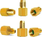 SourceTon 6 Pieces R134A Adapters, 6015 Brass Refrigerant Tank Adapter 1/2 in Female to 1/4 in Male Flare and 6014 Vacuum Pump Adapter 1/4 in Flare Female to 1/2 in Male