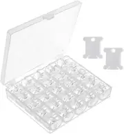 NEW! 25 Plastic Sewing Machine Bobbins with Storage Case Brother Singer Janome