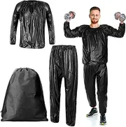 Cozypower XL Size Sauna Suit with Storage Drawstring Bag for Men Women Anti-rip Lightweight Sweat Suit for Weight Loss Exercise Slimming Gym Fitness Workout, Black