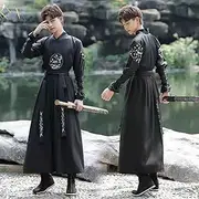 [JIMINISO] Winter Warm Men`s Hanfu Cloak Chinese Traditional Embroidery Black Cape Male Christmas Cos Costume Thick Hanfu Clack for Men