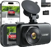 4K Front & Rear Dash Cam w/5G WiFi, G-Sensor, Recording, Parking Monitor - NIB