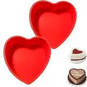 BLEMOLE Non Stick Silicone Heart Cake Mold, 2 Pcs, 7 Inch Heart Shaped Cake Pan, Oven Safe Up to 428°C, Hand Wash