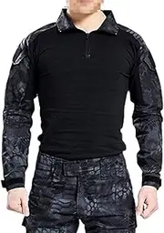 (Small) - Men BDU Shooting Combat Long Sleeve Camo Shirt with Elbow Pads Typhon Kryptek for Tactical Military Army Airsoft Paintball