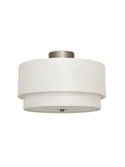 Elle Double 3 Light Close to Ceiling Drum in White with Nickel Details