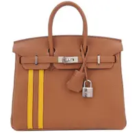 在飛比找PChome24h購物優惠-HERMES BIRKIN 25CM TOGO 牛皮軍官條紋