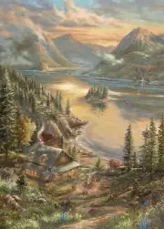 - Thomas Kinkade - Lakeside Splendor - 1000 Piece Jigsaw Puzzle