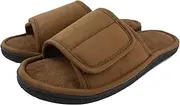 [Magtoe] Men Washable Micro Suede Adjustable Memory Foam Home Open Toe Indoor Slippers