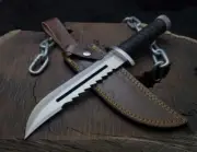 Handmade Stainless Steel Bowie MGS3 Collectible Knife With Leather Sheath