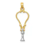 14k Two-tone Gold Two-tone Gold 3-D Stethoscope Pendant