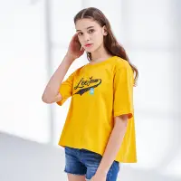 在飛比找Yahoo奇摩購物中心優惠-Lee 女款 寬版Lee Jeans短袖圓領T恤 黃