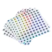 Capital Letter Stickers, Alphabet K Round Self-Adhesive Reflective 10 Sheets