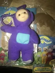 1999 Vintage Teletubbies Tinky-Winky￼Clip Keychain Backpack Plush Finger Puppet