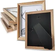 RINGSUN 4x6 Photo Frames, 4-Pack Wall Hanging and Tabletop Photo Picture Frames, Photo Frames with Adjustable Bracket and Wall Mount Hooks, Wood