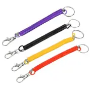 4 Pack Spiral Retractable Spring Coil Keychain, Key Chain (Multicolor, 6.7-Inch)