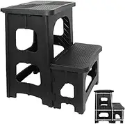 Folding Step in 2 Steps - Folding Footstool, Night Steps with 250 LB Load | Folding Step with Wide Pedal, 2 Steps, Kitchen Ladder for Indoor and Outdoor