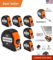 Professional 6-Pack 25-Foot Measuring Tape - Clear Fractions & Lock Mechanism