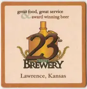 23rd Street Brewery Beer Coaster Lawrence KS