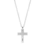Tensity Stainless Steel 50CM Black Cubic Zirconia Cross Pendant with Chain