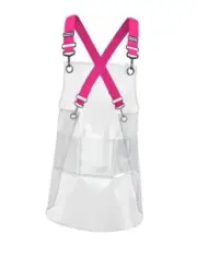Cross-back Adjustable Apron With 3 Pockets Hair Salon Transparent+pink Webbing
