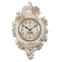 在飛比找樂天市場購物網優惠-麗盛歐式玫瑰復古掛鐘單面裝飾掛表美式客廳掛表田園靜音時鐘表