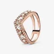 Authentic Pandora 14k Rose Gold Plated Marquise Double Wishbone Ring size 7 (54)