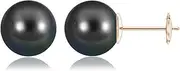 [Angara] Classic Tahitian Cultured Pearl Solitaire Studs in Sterling Silver/10ct/14ct Solid Gold for Women | June Birthstone Jewellery