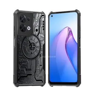 機械錶盤手機殼oppo Reno 4 Pro 4G Reno 6 5 4F 2 2Z 2F 透明防震蓋氣囊金屬款式錶盤