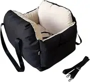 Dog Car SUV Seat Puppy Bed with Adjustable Fixed Strap Non-Slip Bottom Dog Seat for Dog Cat Traveling Carry Supplies Washable(Black)