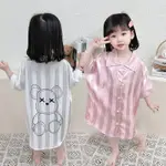 [FEEL🤞GOOD]女童睡裙夏季薄兒童睡衣莫代爾夏天小孩冰絲傢居服公主風襯衫裙子 YYAH