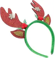 [JEWEDECO] Christmas Antler Headband Antler Headbands Small Christmas Tree Topper Star Holiday Headbands for Women Deer Costume Glitter Elk Antlers Headbands Denim Hairband Deer Antlers