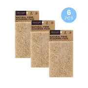 6 Pcs Clevinge Natural Fibre Scouring Pad