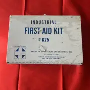 Industrial First Aid Kit #K25 American White Cross Metal Box New Factory Sealed!