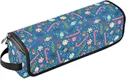 [sanluoli] 2-in-1 Curling Iron Travel Case and Heat Resistant Mat Heating Tools Travel Bag Organizer Merry Christmas Dark Blue Caddies