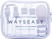 Travel Bottles WAYSEASY Leak-Proof Refillable Toiletry Bottle and Containers with Clear TSA Toiletry Bag Durable