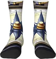 [JEJEA] Sail Boat Compass print Socks For Men and Women Men's Moisture Control Crew Socks Gifts For Golf, Hunting, Camping