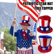Patriotic Star Hat Tree Topper Red White Blue Independence Day Dress Up To C6H4