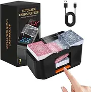 Vahlbeste Low Noise Card Shuffler Electric Card Mixer with 3000 mAh Battery, UBS Charging Cable, Mixing Machine Cards for 2 Decks, Card Shuffler for Family Card Games, Texas Hold'em