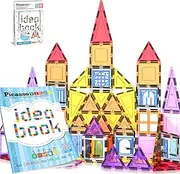 PicassoTiles Magnetic Tiles Magnet Tile Building Blocks Construction Set with 110+ Page IdeaBook Included STEM Learning Toys Toddlers Educational Fun Pretend Play Kids Boys Girls Sensory Toys Ages 3+