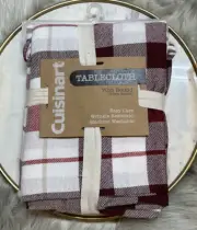 Cuisinart Red White Plaid Tablecloth 70in Round NEW Checkered Machine Washable