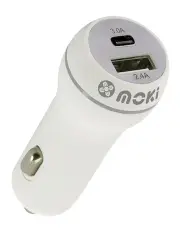 [Moki] ACC MTCCPW Car Charger + (Type C + USB) 5.4A in White