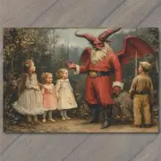 POSTCARD Krampus Christmas Strange Kids Weird Unusual Fun Santa Vintage Vibe