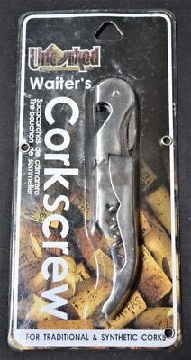 NEW Uncorked Waiter’s Corkscrew, Silver Tone, Foil Knife, Bottle Opener, Wine