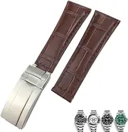 [VEVEL] Genuine Leather Watchband 20mm for Rolex Yatch Master Submariner Daytona Black Green Alligator Pattern Watch Strap