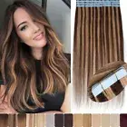 CLEARANCE Tape In 100% Remy Human Hair Extensions Body Wave Skin Weft Highlight