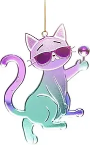 Cat Sun Catcher for Window,Kitten Art Pendant - Acrylic Colorful Wall Art Pendant Decoration for Kitchen Garden Window Panels Cat Lover