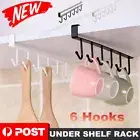 1-4X 6 Hooks Metal Under Shelf Hook Kitchen Cupboard Cabinet Mug Cup Rack Holder