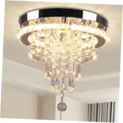 11.8" Crystal Chandelier Modern Crystal Ceiling Light Flush Mount Ceiling